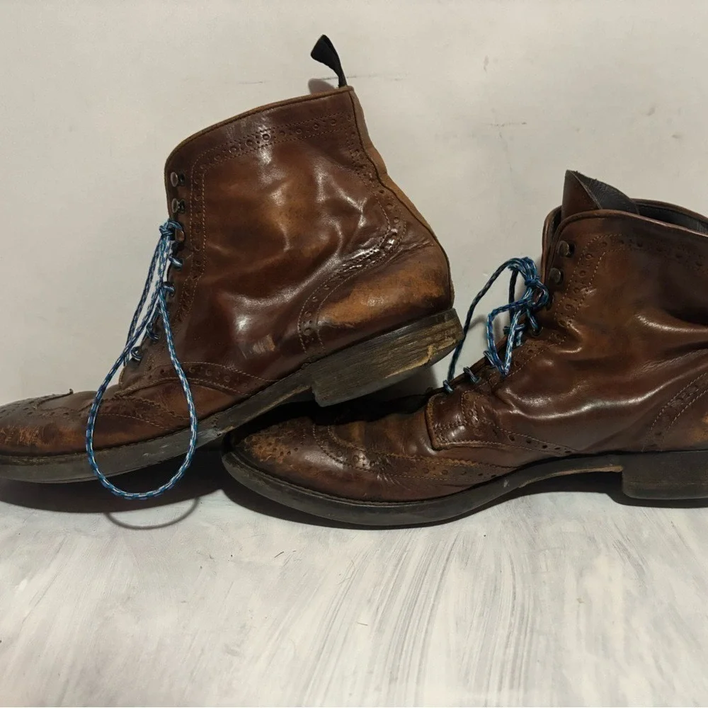 To Boot New York Adam Derrick Henley Brown Leather Wingtip Boots Mens 9 Italy